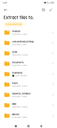Choose the folder to extract these files